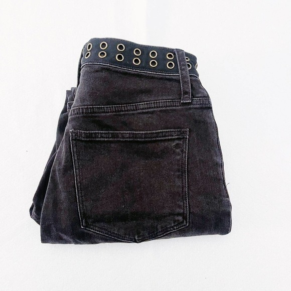 Madewell Classic Straight Black Denim Jeans Eyelet Accent Waist SZ25 - Picture 7 of 10